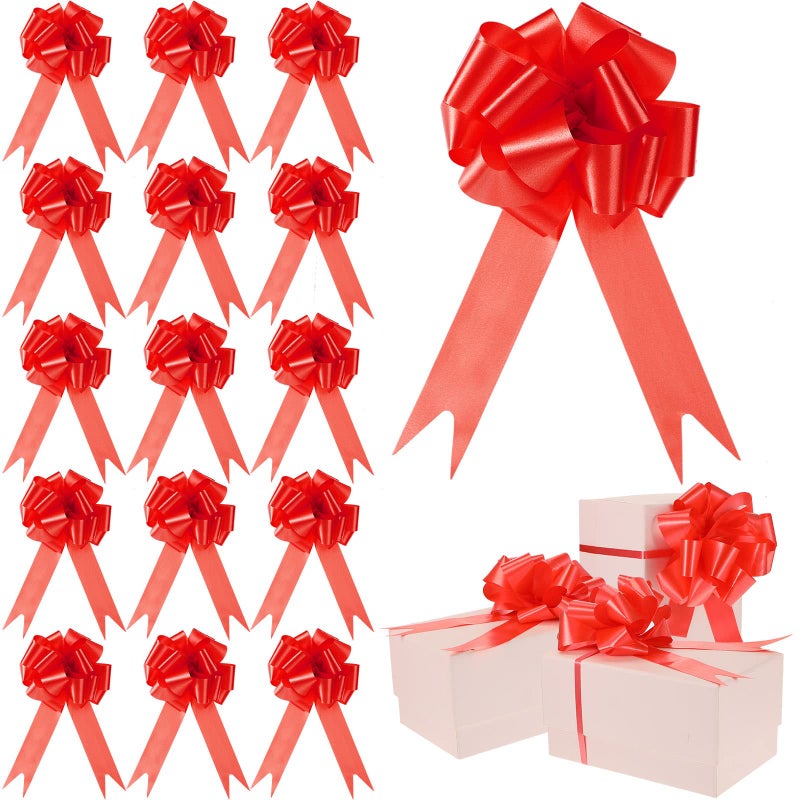 100 Pcs 5 Inch Christmas Pull Bows for Gift Wrapping Gift Wrapping Pull Bows with Ribbon for Christmas Presents Wedding Decor Basket Bag Holiday DecorRed